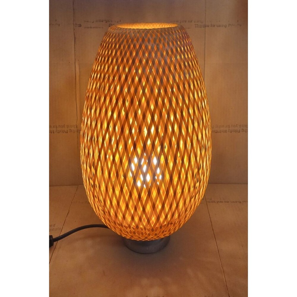 Ikea BÖJA (BOJA) Braided Bamboo Table Lamp Handmade Type# B0803 **Excellent**